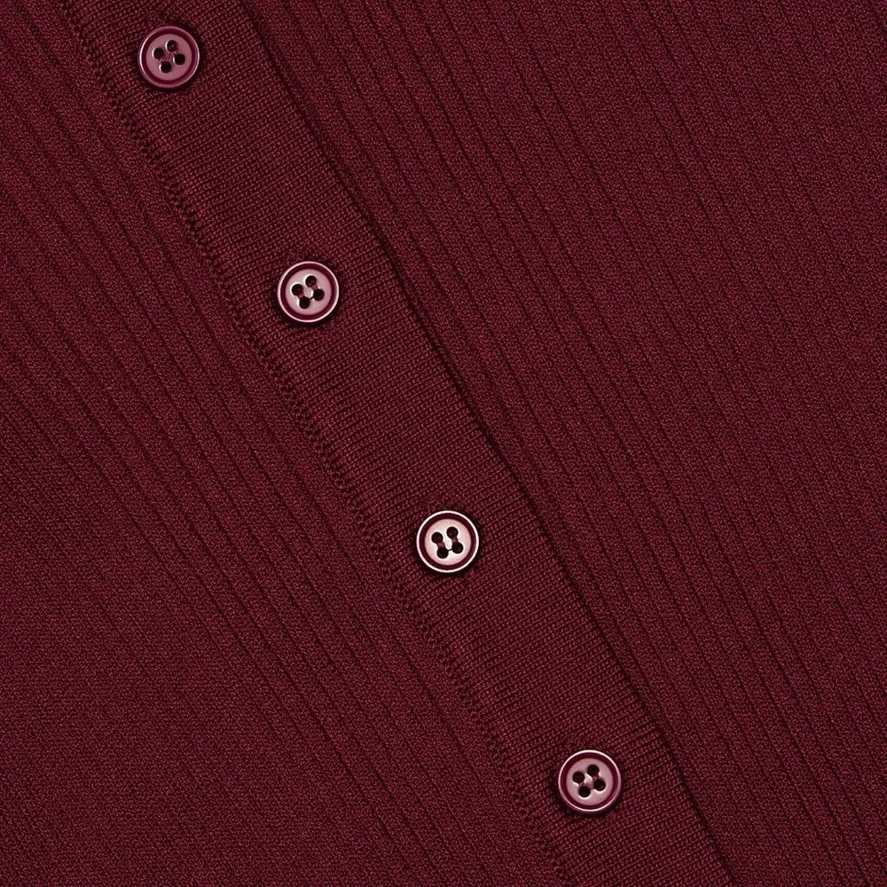 Staud Shoko Rib-Knit Button-Front Maxi Dress in crimson color - Picture 6 of 8